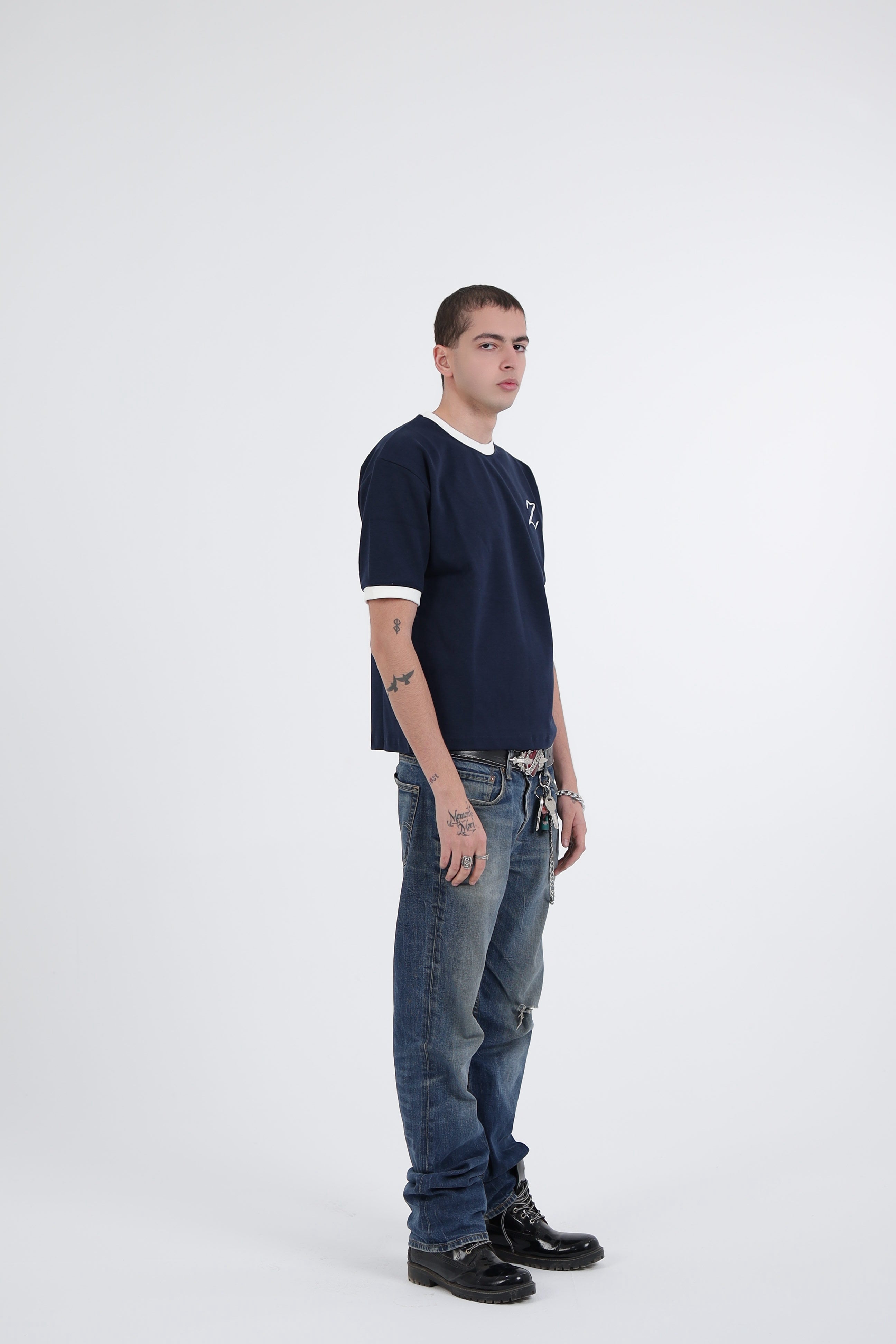 Zekra Navy Ringer T-shirt