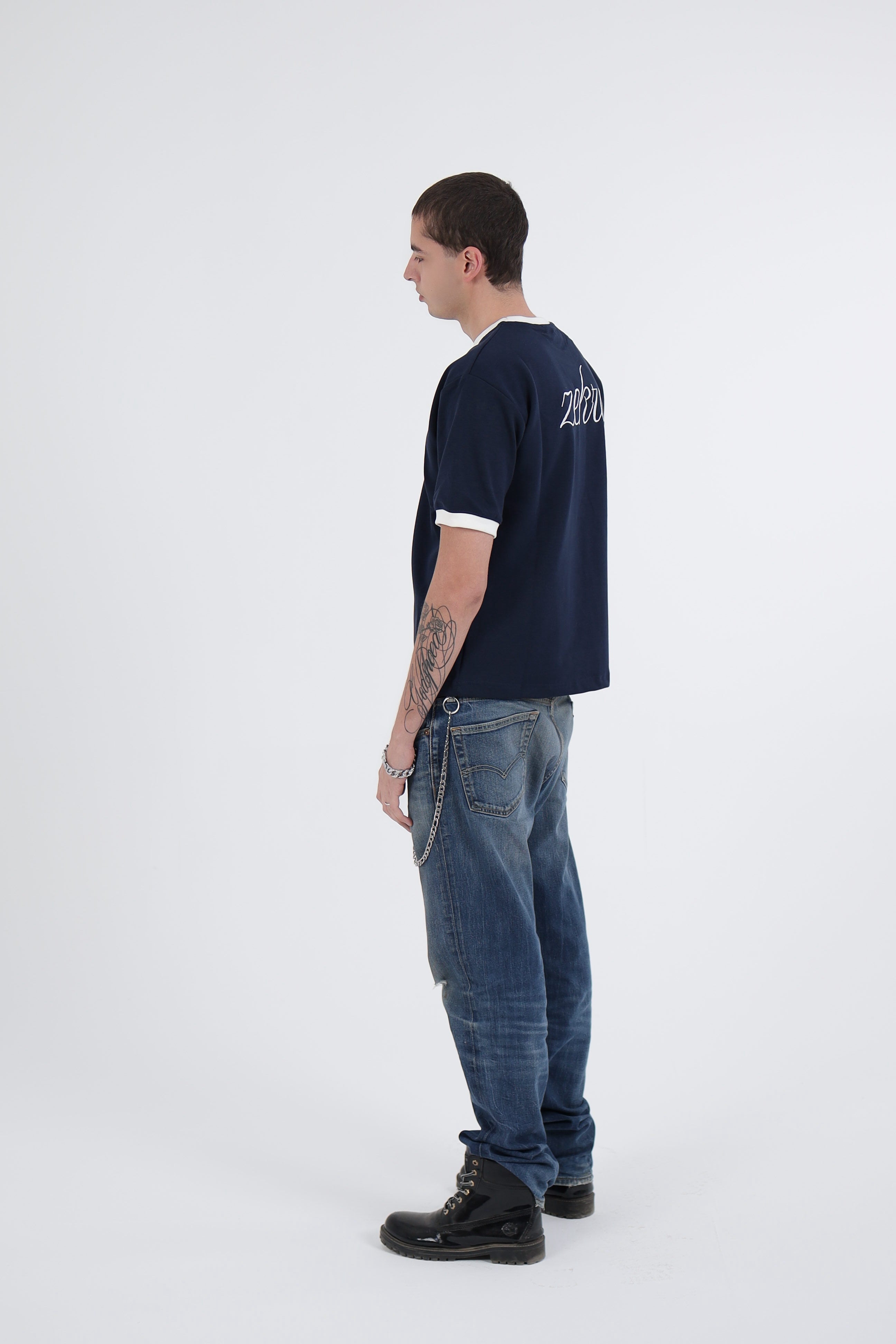 Zekra Navy Ringer T-shirt