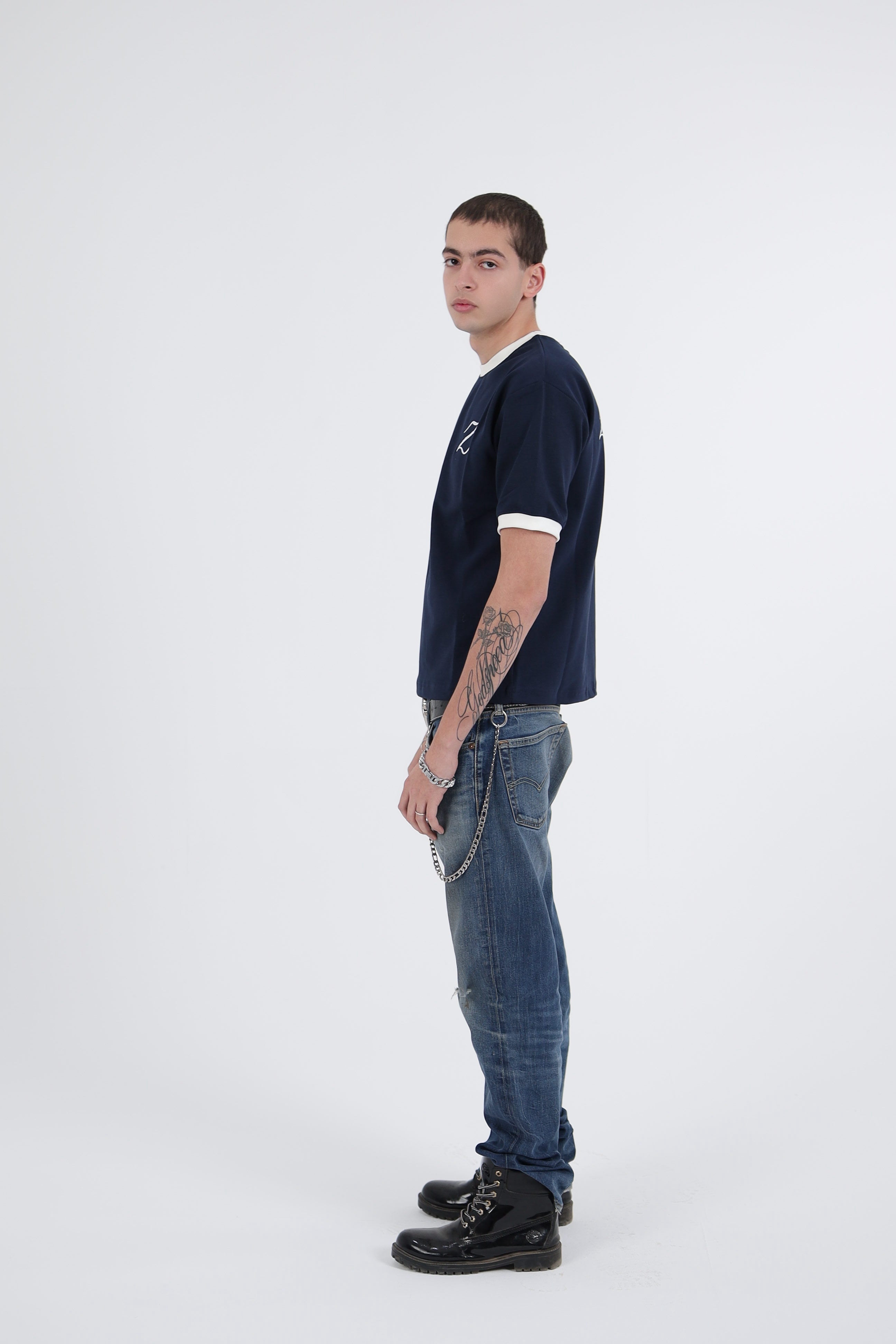 Zekra Navy Ringer T-shirt