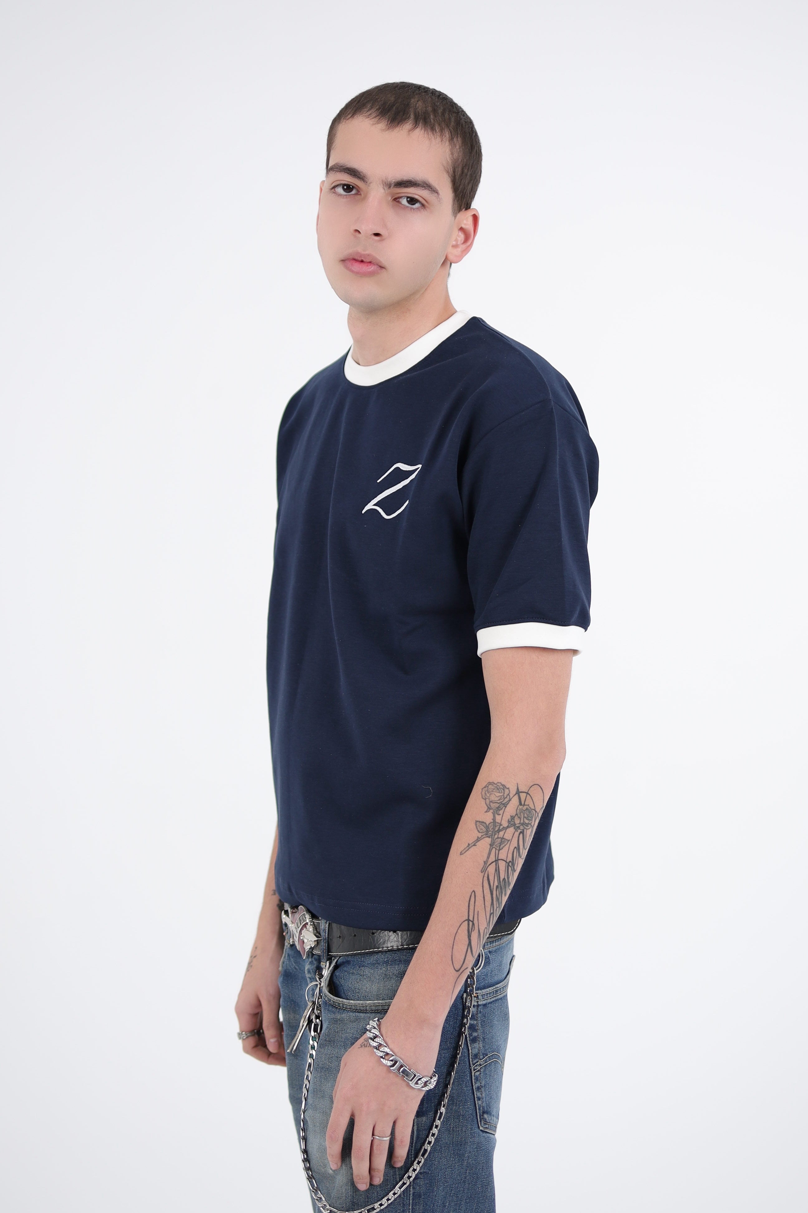 Zekra Navy Ringer T-shirt